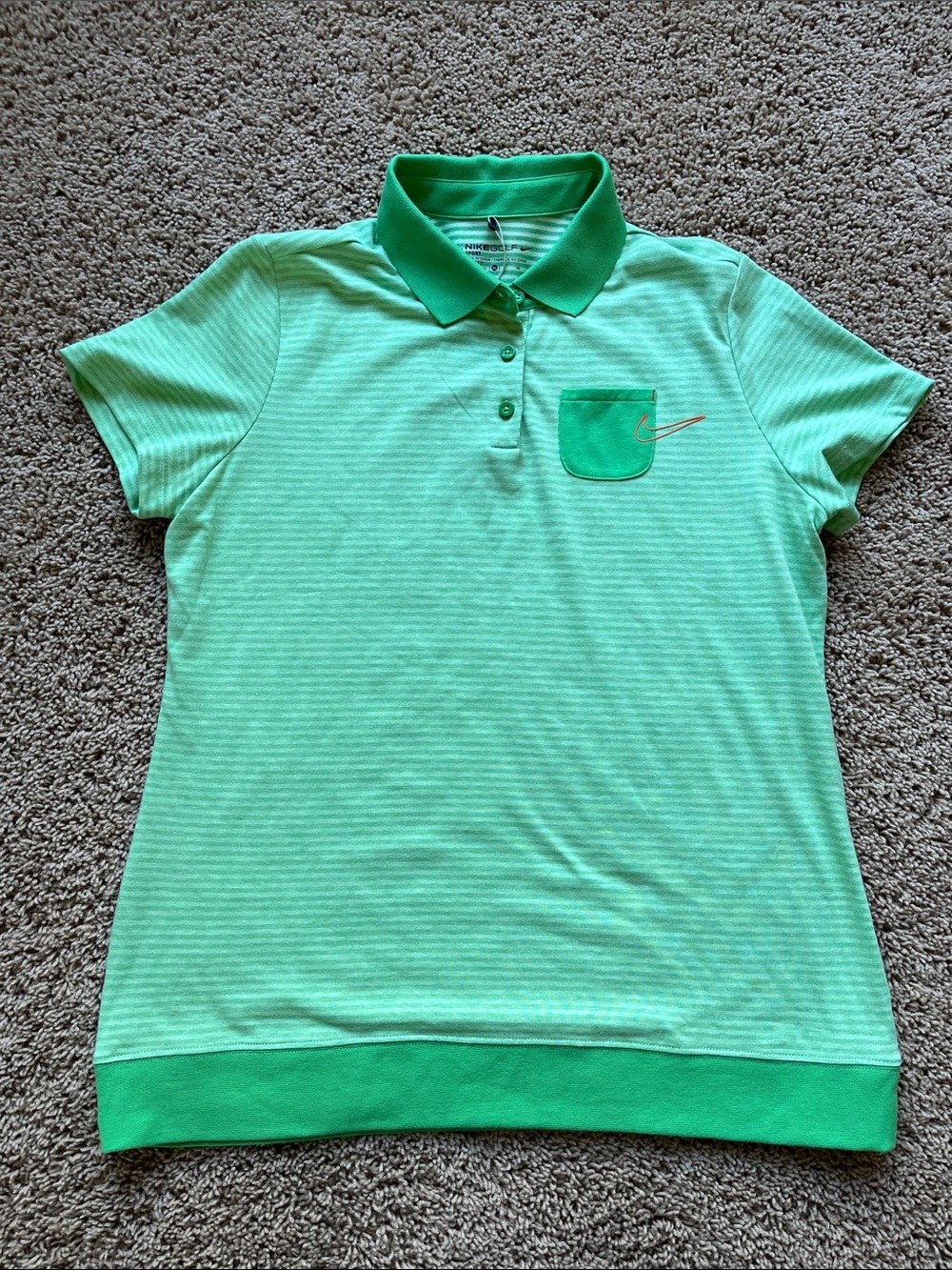 Nike Golf Sport Dri-FIT Light Green Striped Short Sleeve Polo Shirt NWT Size XL